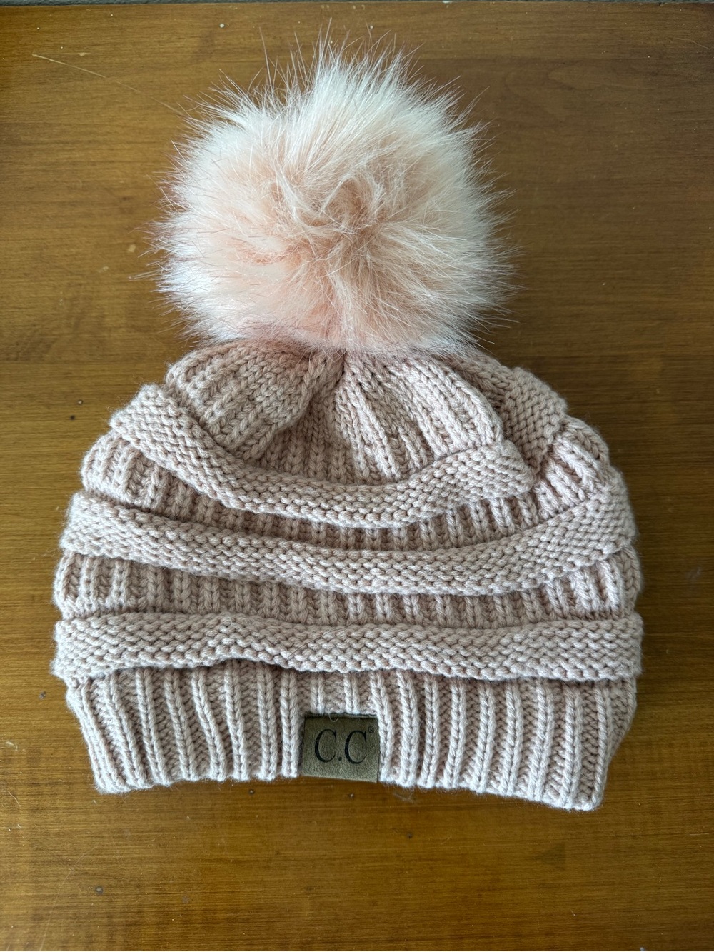 C.C Knit Pom Beanie in Blush